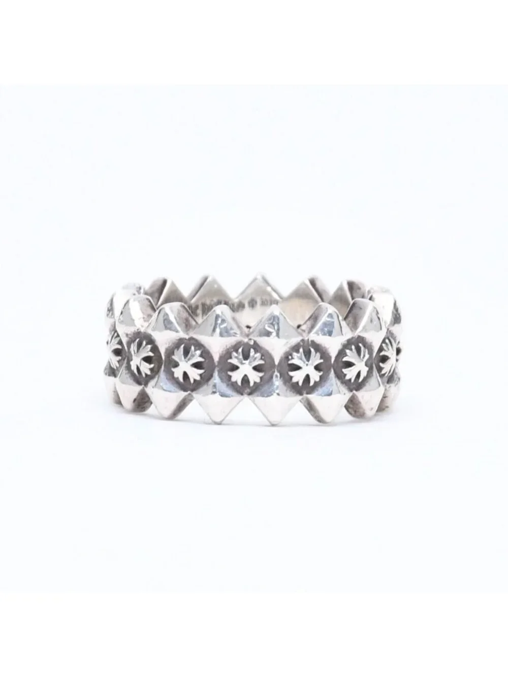 Chrome Hearts Double Pyramid Plus Ring 925 Sterling Silver
